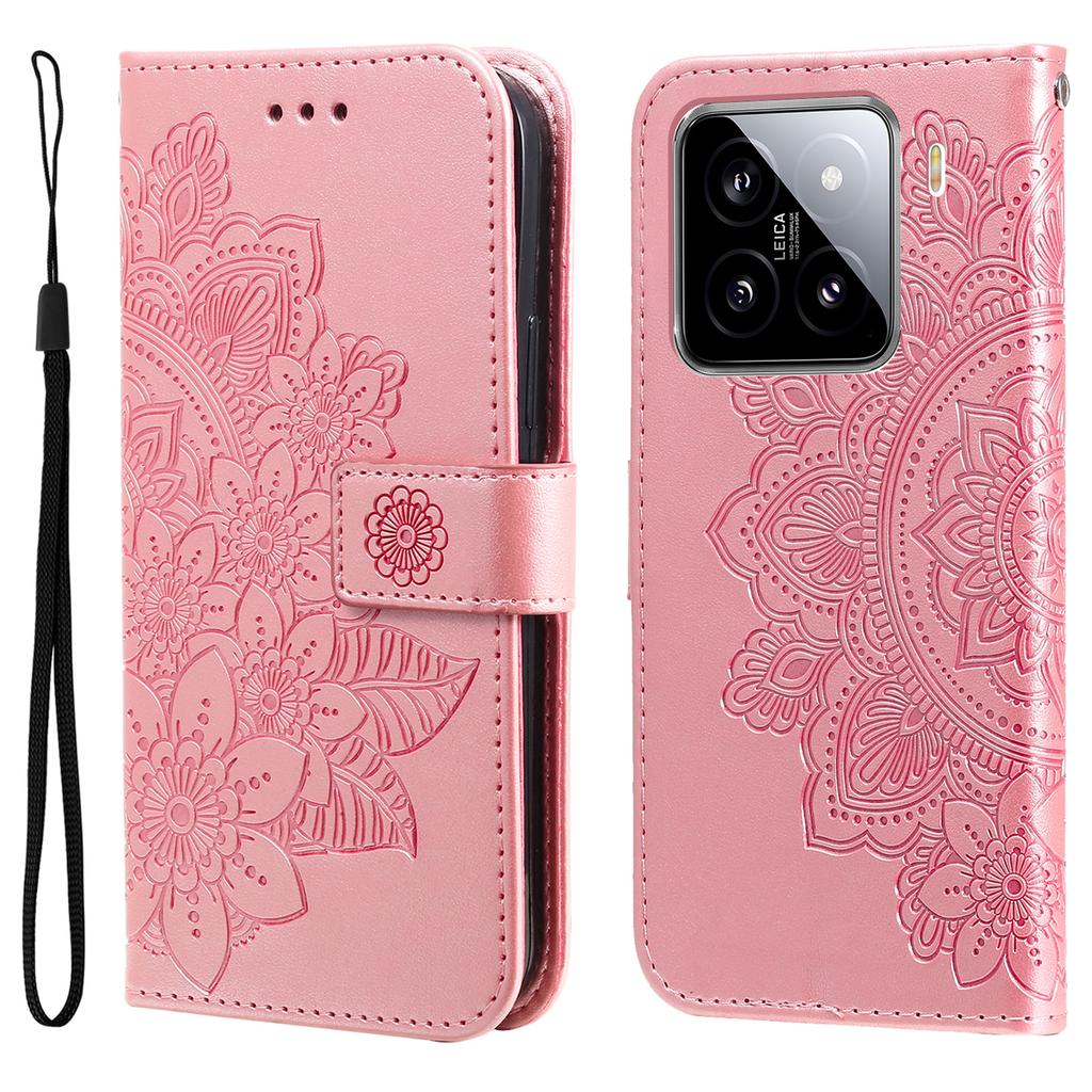 Für Xiaomi 15 Hülle Blumenmuster PU Leder Brieftasche Ständer Handyhülle