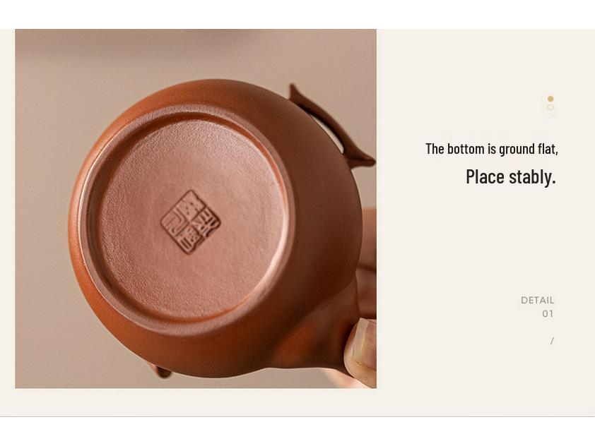 95cc Red Clay Zisha Teapot with Small Hand-Grip for Solo Tea Brewing