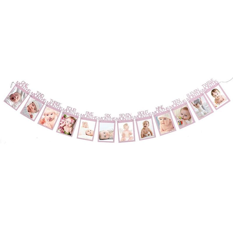 Baby Growth Record Photo Props Banners 1-12 Months Old Birthday Party Decoration Background Layout for Boys & Girls