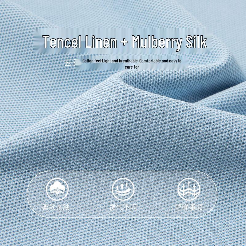 Hodo Men's Luxury Linen & Silk Blend Polo Shirt