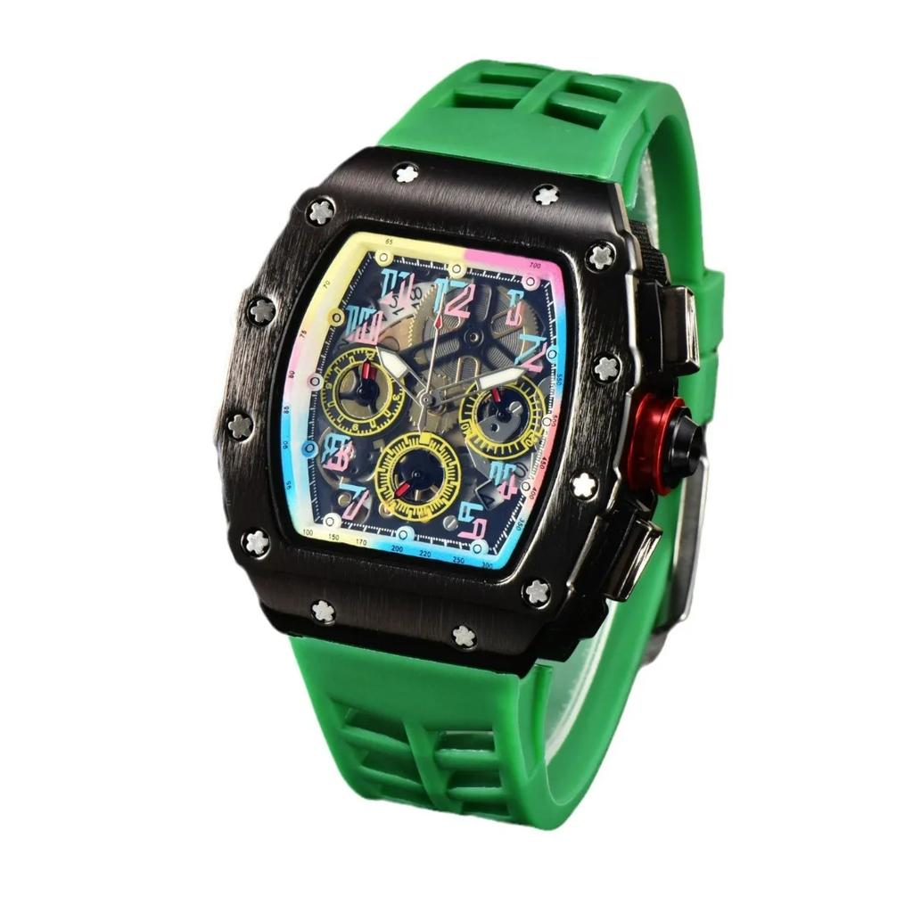 Barrel-shaped color quartz watch fashion business leisure silicone watch male student daily with calendar watch