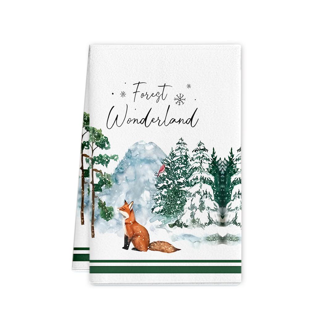 2Pcs Christmas hand towel Christmas plaid print towel Kitchen decorations 45 * 66 Dishcloth Cleaning rag