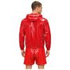 Mens Waterproof Sportswear Long Sleeve Zip Up Hooded Jacket Windbreaker Built-in Briefs Boxer Shorts Sweat Outfit