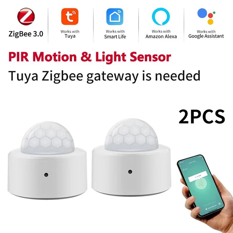 1-3PCS Zigbee PIR Motion Sensor&Light Detector Smart Wireless Infrared Sensor for Home Security Works with Alexa Smart Life App