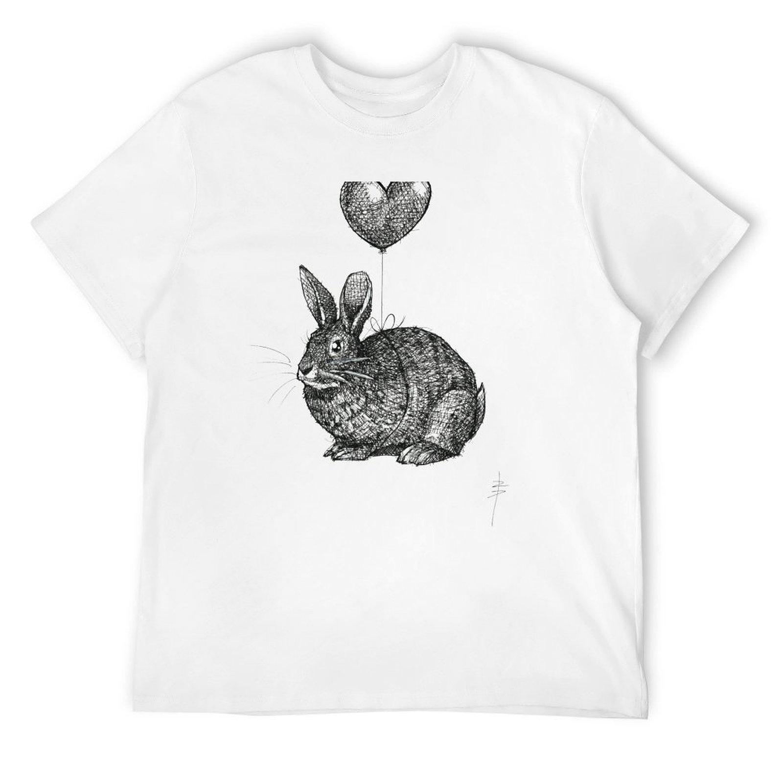 Rabbit Love T-Shirt Aesthetic clothing cute tops anime t shirts mens t shirts top quality S