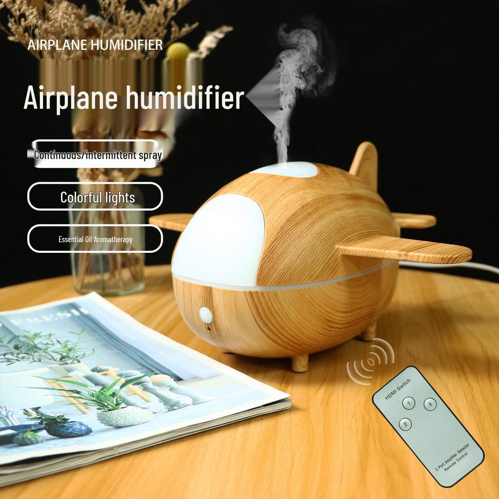 Imitation Aircraft USB Humidifier with Remote Control and Ultrasonic Aromatherapy Light