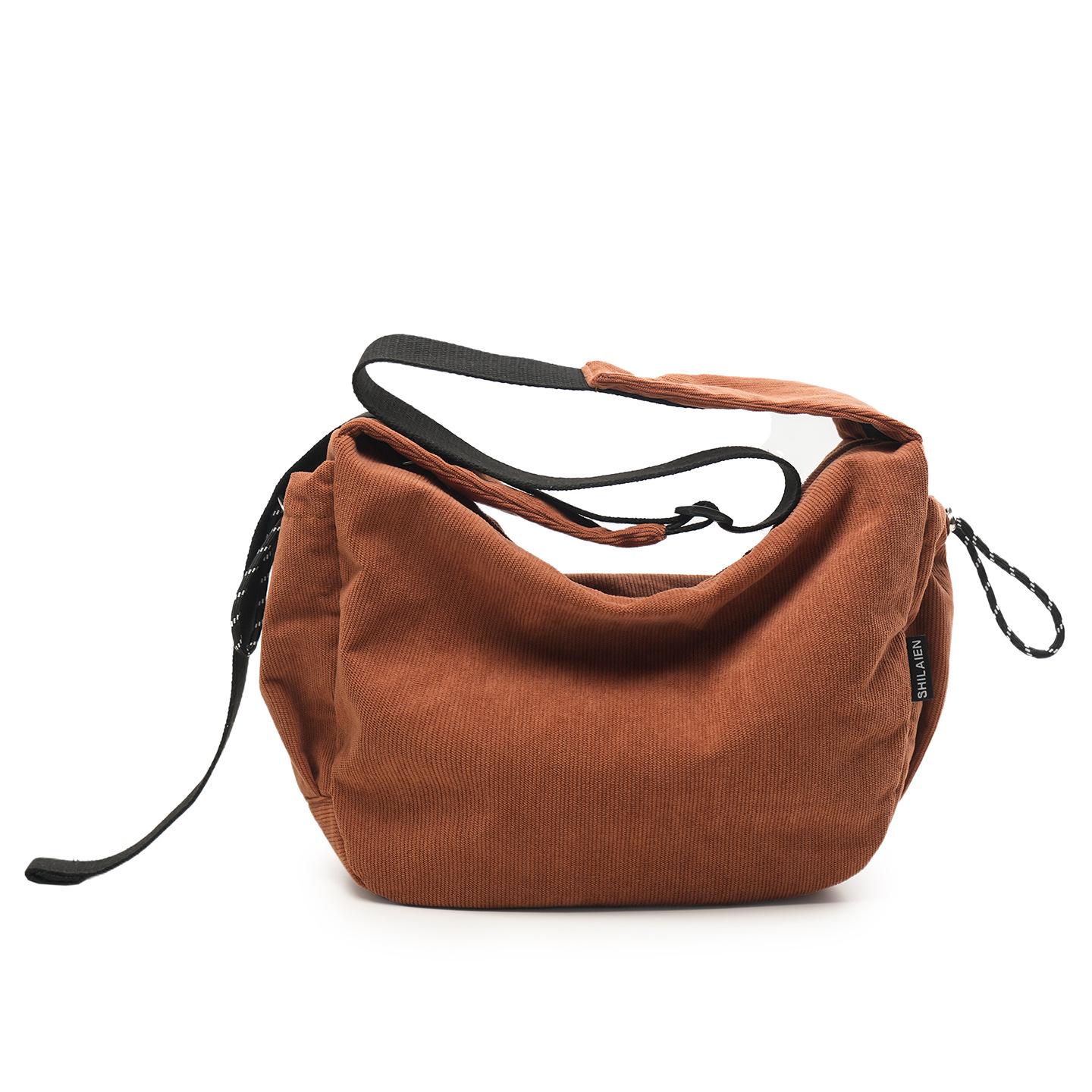 

Women s Lightweight Corduroy Crossbody Bag - Versatile Retro Style for Travel and Casual Use One Size коричневый