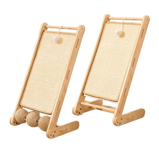 Schräger Katzenkratzer Sisal Katzenkratzrampe Geneigtes Katzenkratzbrett mit Spielbällen für Hauskatzen Kätzchen Heimmöbelschutz