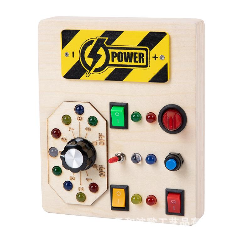 Early Childhood Education Wooden Led Light Socket Switch Busy Board Toys Hands-on Wooden Toys