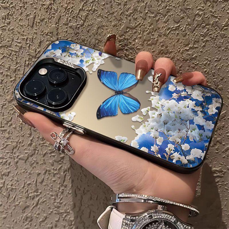 Deep Blue Butterfly Phone Case for Apple iPhone 13, 14, 15 Pro Max, 16 Pro, 17