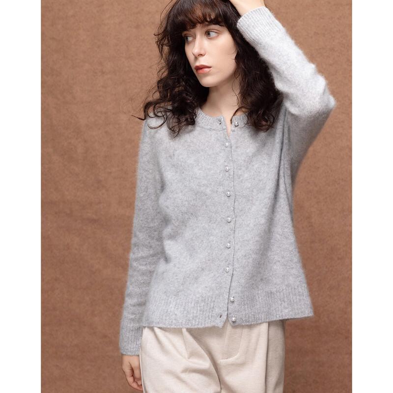 Demana Lambswool Pearl Button Cardigan