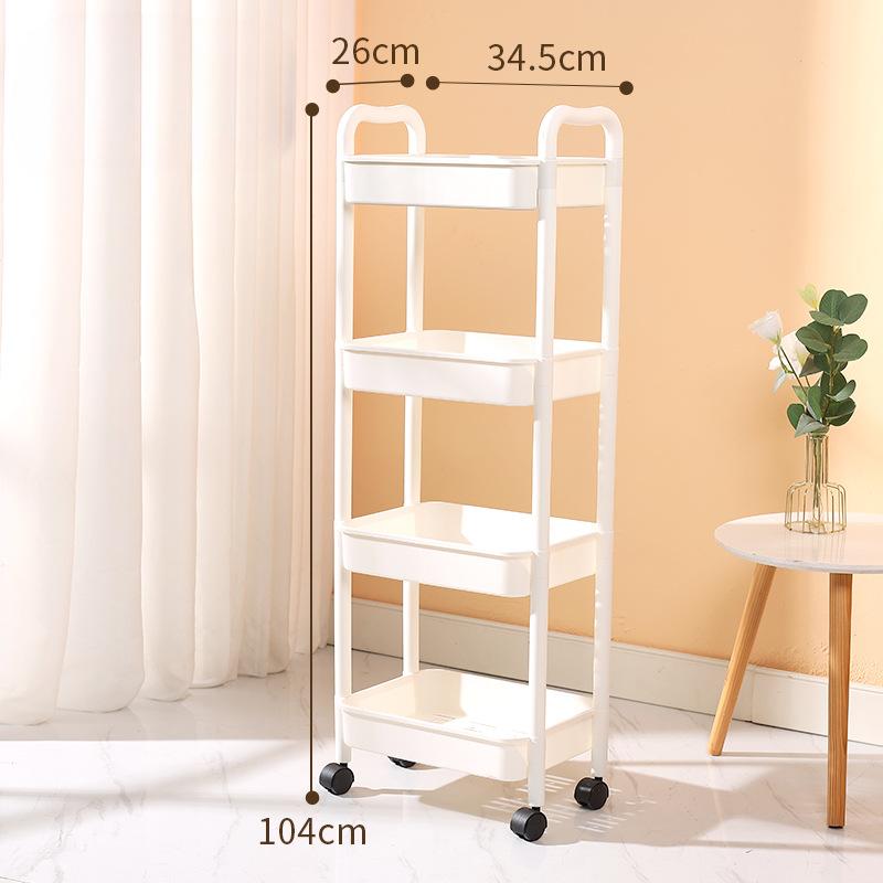 Chariot utilitaire roulant en plastique à 3 niveaux Chariot de rangement multifonctionnel pour chambre à coucher cuisine Organisateur de rangement mobile avec roues