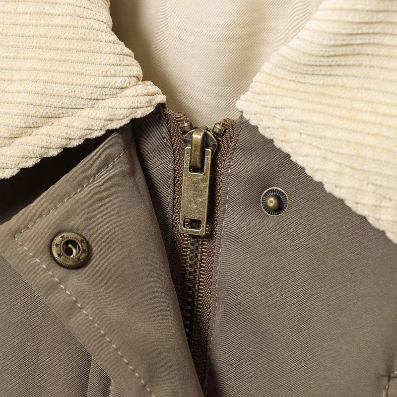 Kaslead New Women Clothes Western Style Fashion Lapel Patchwork Loose Cotton-Padded Coat Outerwear