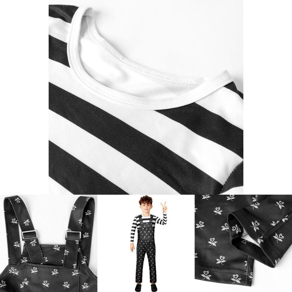Wednesday Addams Cosplay Costume For Boys Girls Kids Overalls Halloween Xmas Party