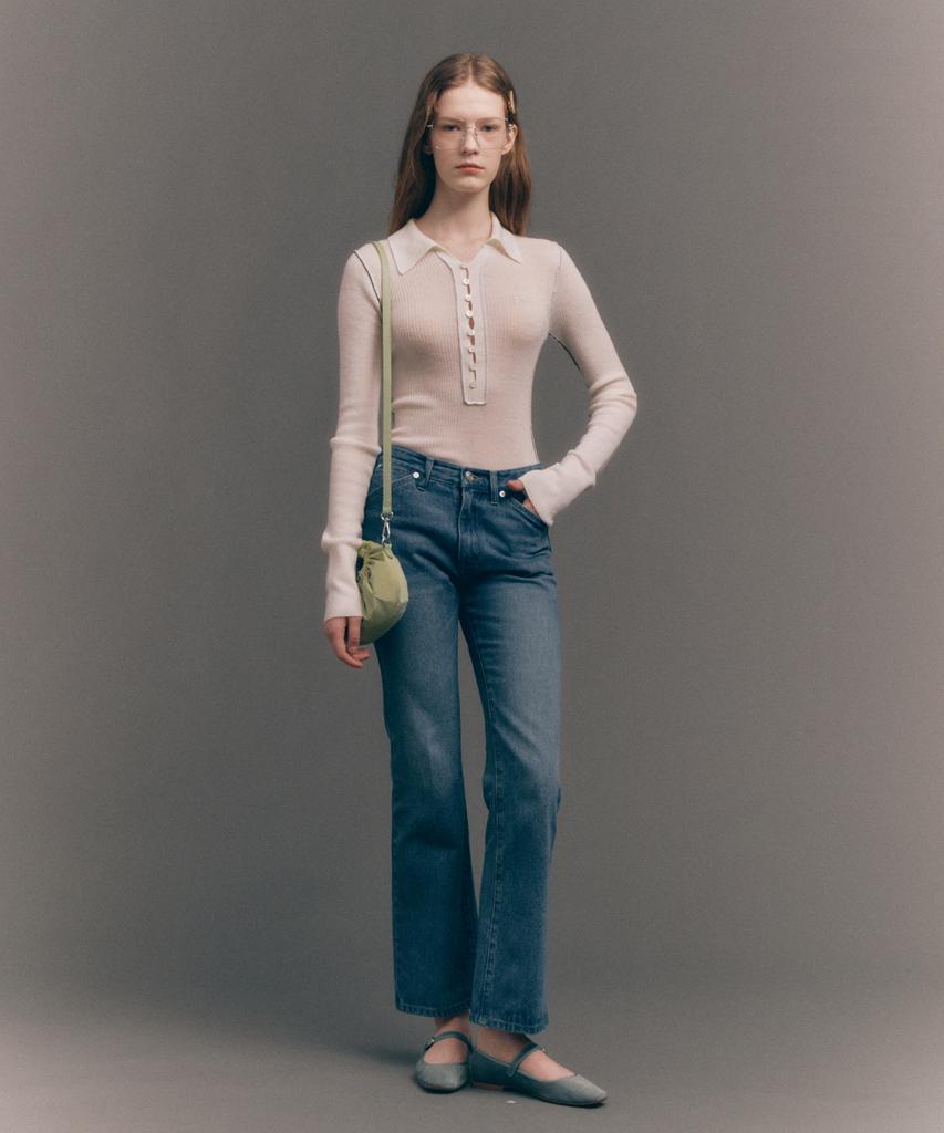 Seteo (W) Collar Button Long Sleeve Knit Cream