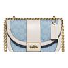 Coach Alie 21 Monogram Color Block Chain Chambray Canvas Print Leather And Fabric Saddle Bag Crossbody Small Women saddle bag C4694-B4SUX