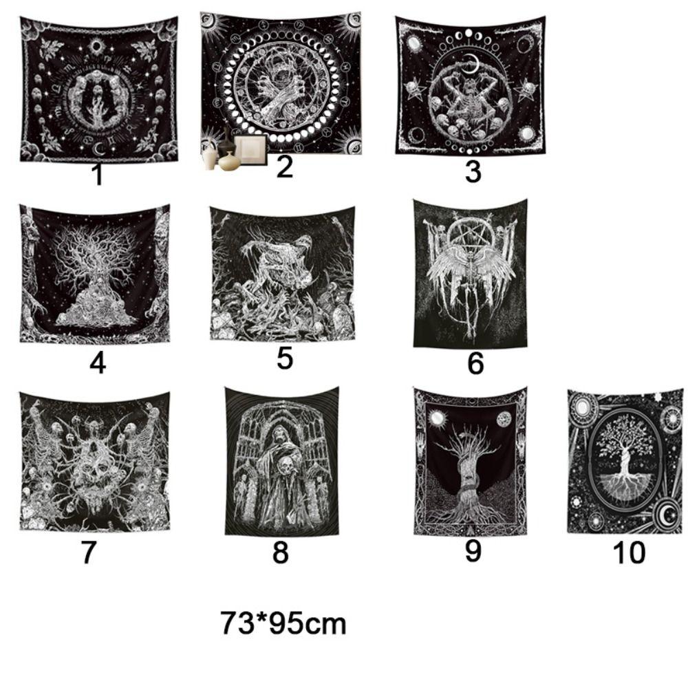 Psychedelic Black Skeleton Tapestry Gothic Wall Rug Wall Hanging Blanket  Home Decoration