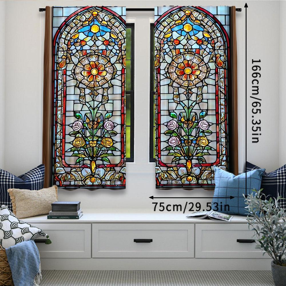 European Chic Gothic Floral Curtains Colorful Suitable Bedroom Bathroom Living Room Dining Study Set Of 2 Made Polyester Great Decor