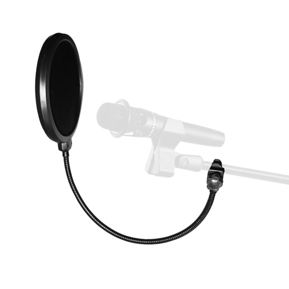 Microphone Filter Dual Layered Shield with Flexible 360°Gooseneck Clip Stabilization Arm