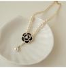 Charmante Perlen weiße Kamelie Anhänger Halskette Damenmode Schlüsselbein Kette Schmuck Zubehör Geschenk