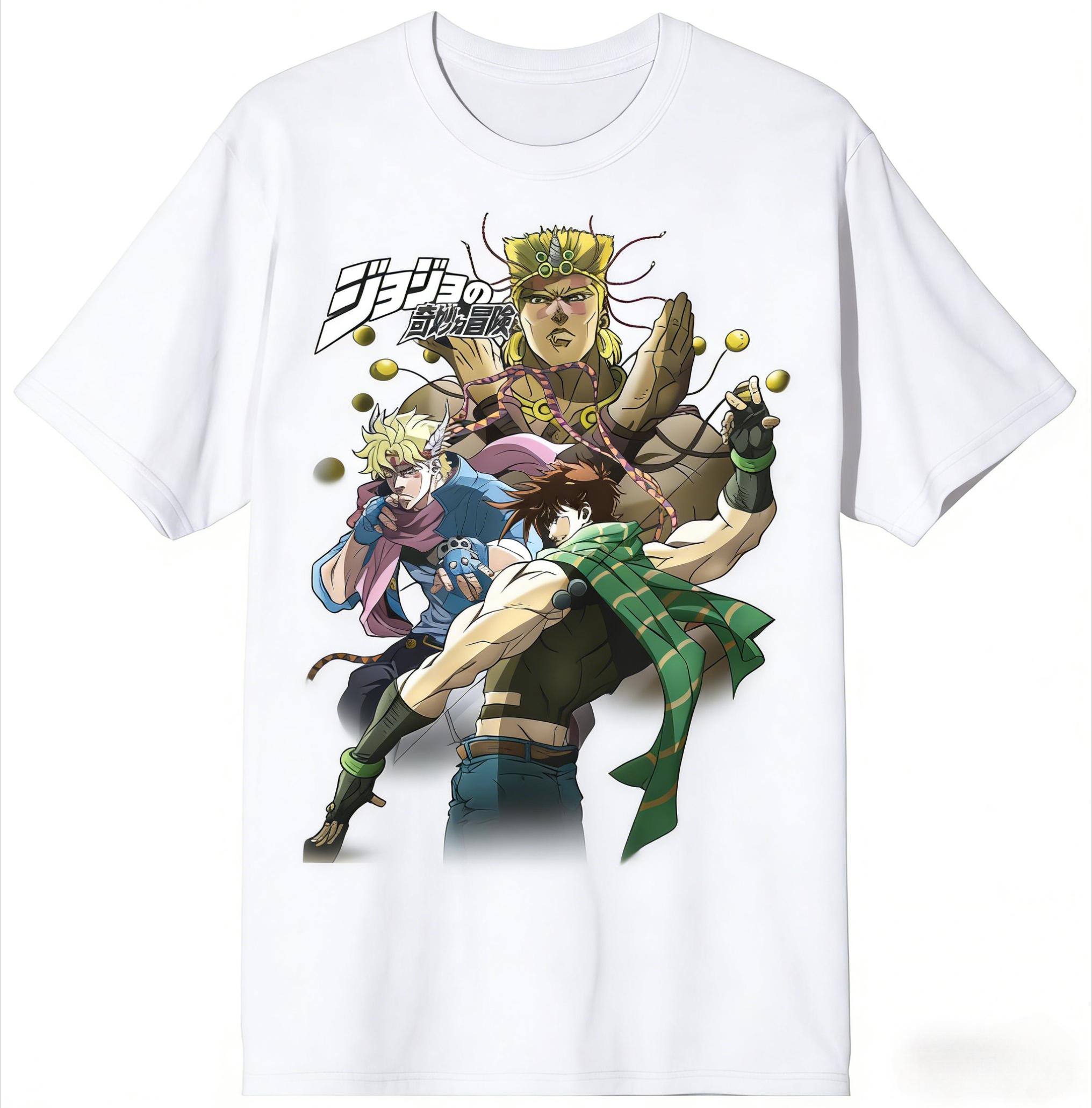 

Аниме Мужская футболка с принтом Jojo s Bizarre Adventure 2026 Новая 100% хлопок Летняя графическая унисекс свободная Харадзюку Короткий рукав S