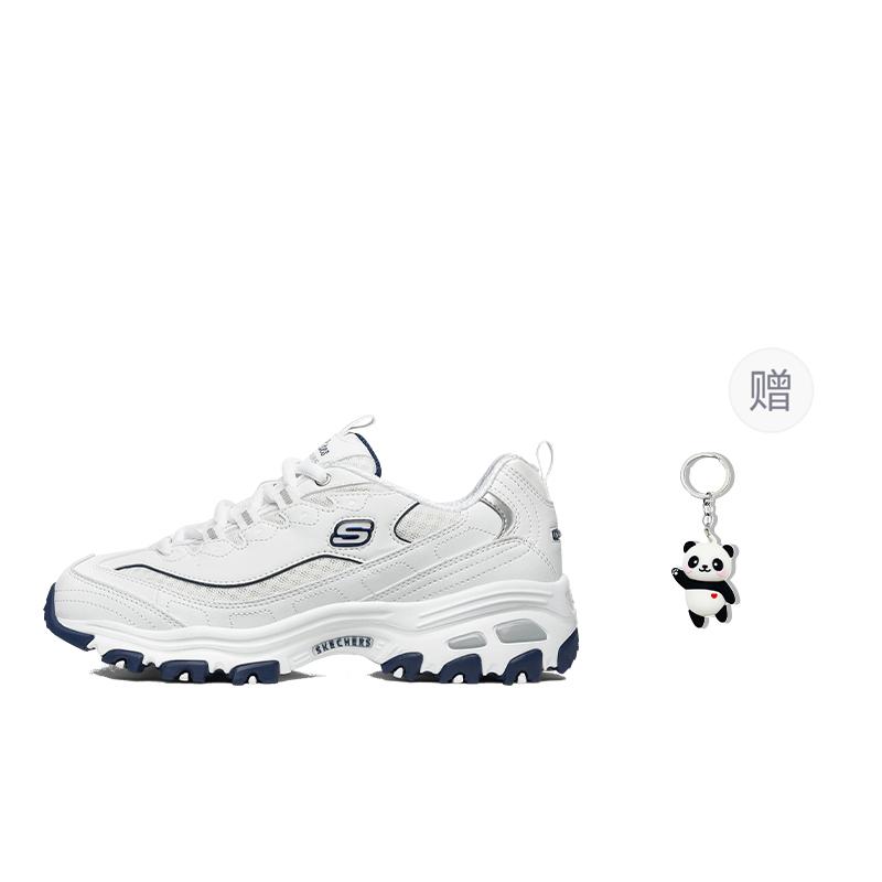 Skechers D'Lites 1.0 Height Increasing Low Top Chunky Sneakers Women's White Blue 99999863-WNV