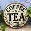 7.8 Inch Rustic Vintage Coffee Tin Sign Round Metal Wall Art for Cafe Kitchen Home Bar Decor