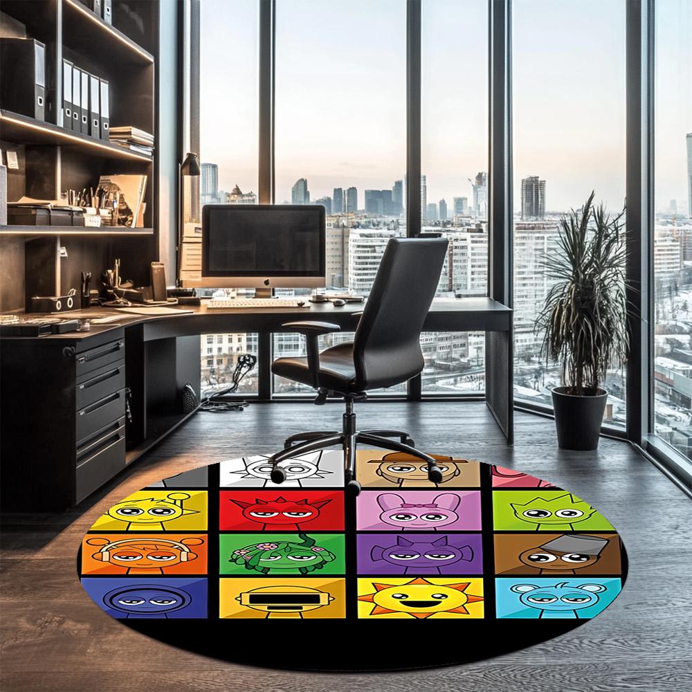 Sprunki Printed Round Rug Carpet Chair Rug Area Rug Entryway Doormats,for Office Chair Living Room Bedroom Kitchen Room.