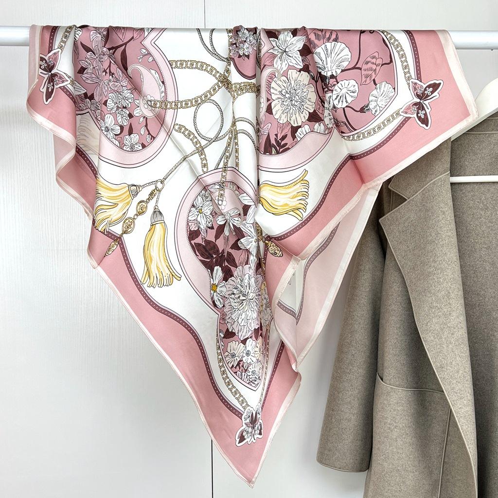 Silk Satin Square Scarf Women'S 90Cm Mulberry Silk Silk Scarf Style Spring Versatile