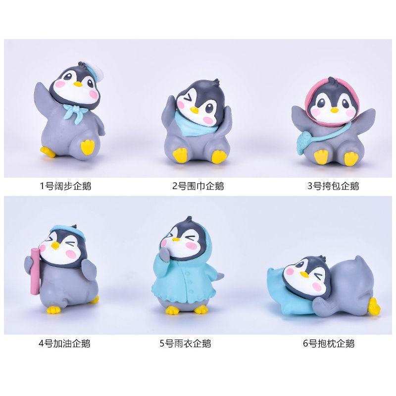 6Pcs Cartoon Cute Animal Penguin Miniatures Mini Figures DIY Fairy Garden Decoration Moss Terrarium Micro Landscape