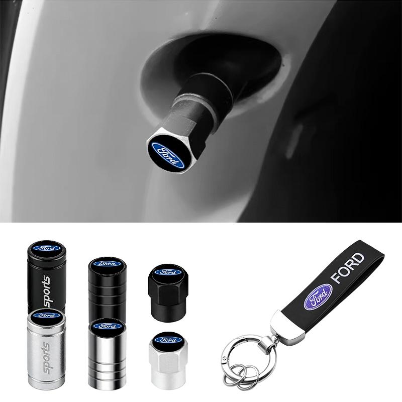 Car Tire Wheel Valve Caps Cover Suede Auto Key Chain Ring Keychain For Ford Escape Edge Mondeo Taurus Fusion Mustang Accessories BR9