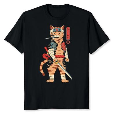 Japanese Samurrai Cat Kawaii Tattoo Gift Idea Tee T-Shirt