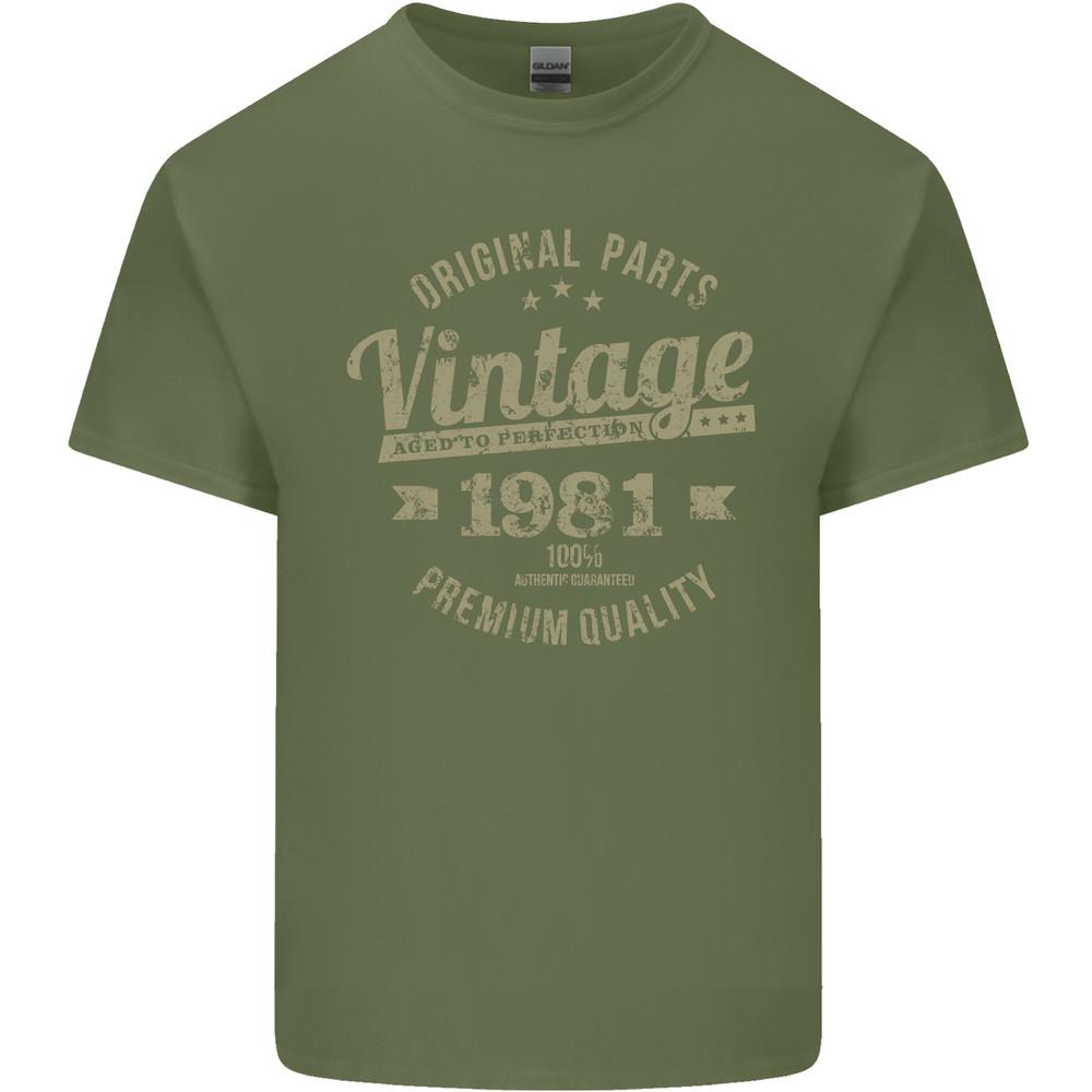 Vintage Year 44th Birthday 1981 Mens Light Cotton T-Shirt Military Green Unisex T-Shirt S