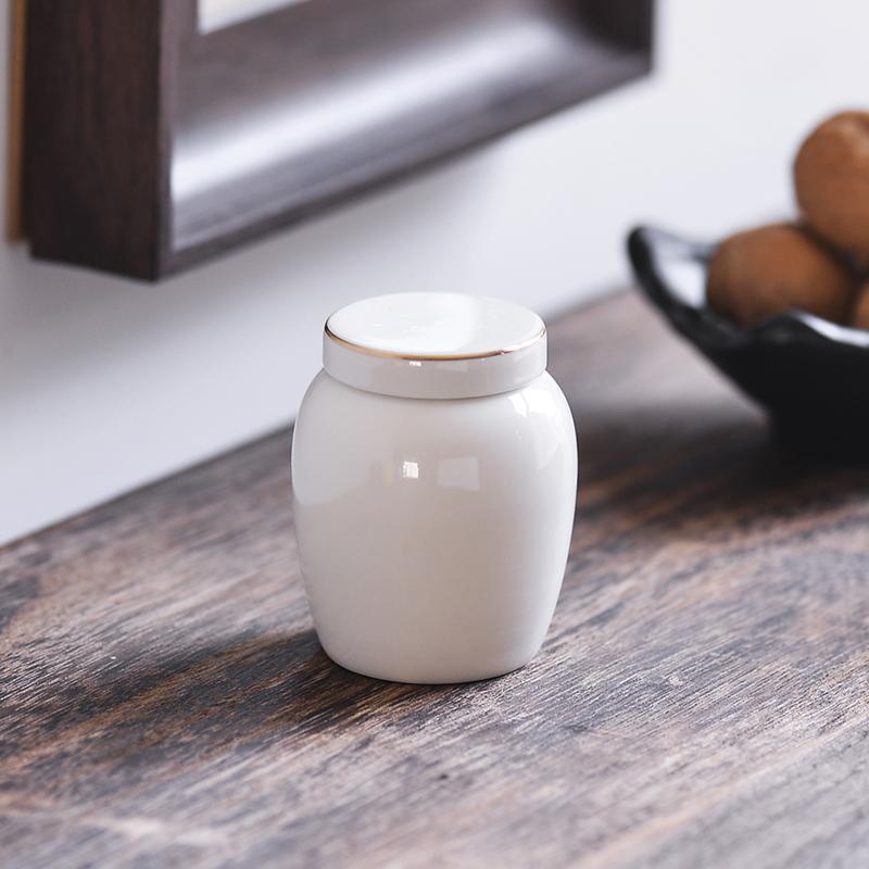 Nordic Mini Ceramic Tea Leaf Jar Fragrant Powder Sealing Portable Travel Small Tea Jar Gilded Porcelain Storage Bottle Container