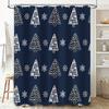 Christmas Tree Shower Curtain Festive Decor for Bathroom, Navy Blue with Snowflakes Lights Waterproof Fabric Set of 1 (27 x 84)