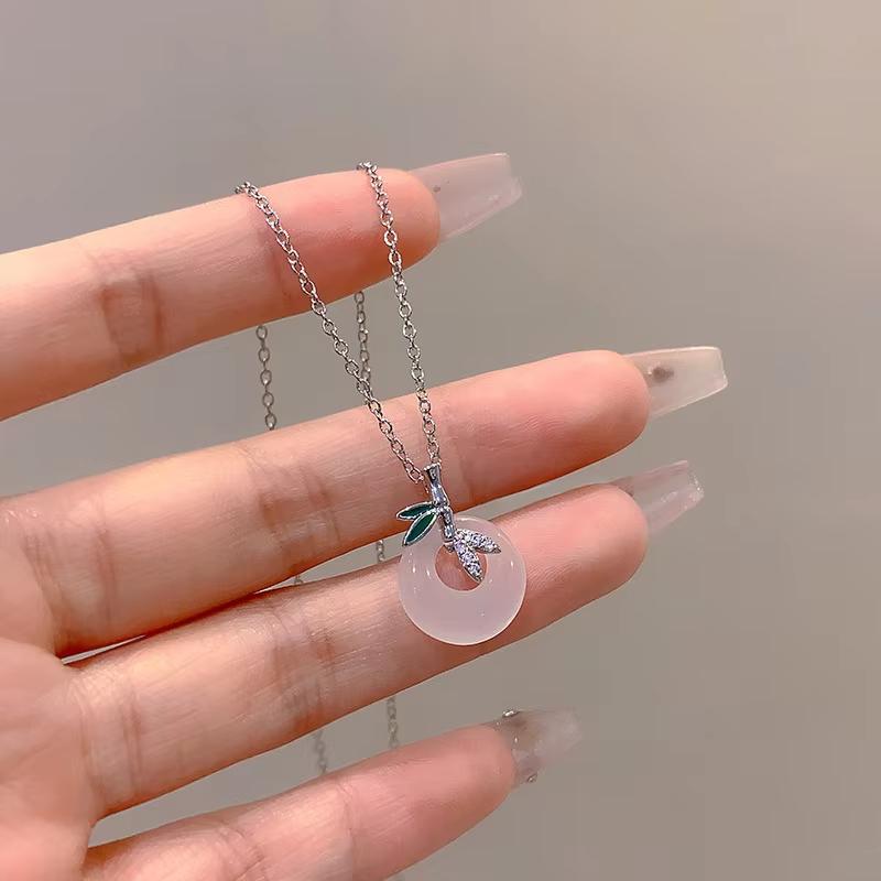 Ftcy Resin Round Ring Butterfly Pendant Necklace For Women Advanced Trendy Clavicle Chain Party And Daily Life Jewelry Gift