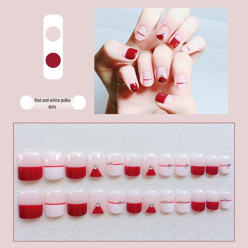 Red Xiaohongshu Style Fake Nails - 24 Piece Set