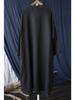 Xi Mo Women's Retro Linen Stand-Collar Cardigan Dress
