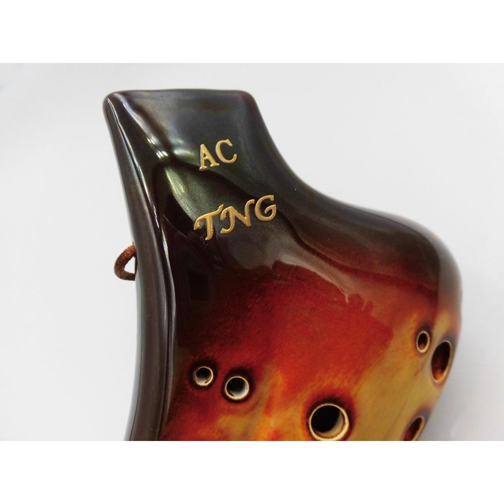 TNG Ocarina musikkinstrument [DoubleAltoOrange] Høy klasse C-tone AC flere rør (Fingerdiagram inkludert) Ocarina Wind Wind Glaze Finish Golden