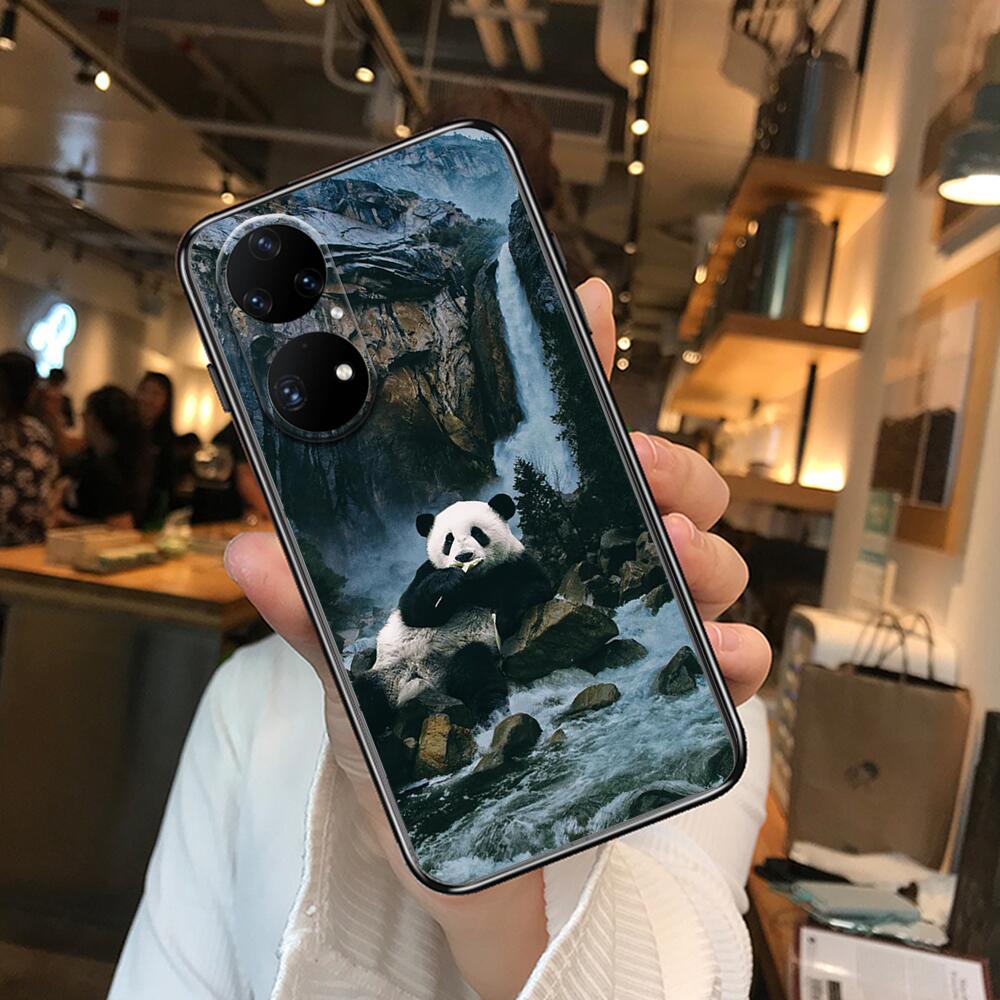 Super roztomilé pouzdro na telefon Panda pro Huawei p50 P40 p30 P20 10 9 8 Lite E Pro Plus Black Etui Coque Painting Hoesjes comic fas