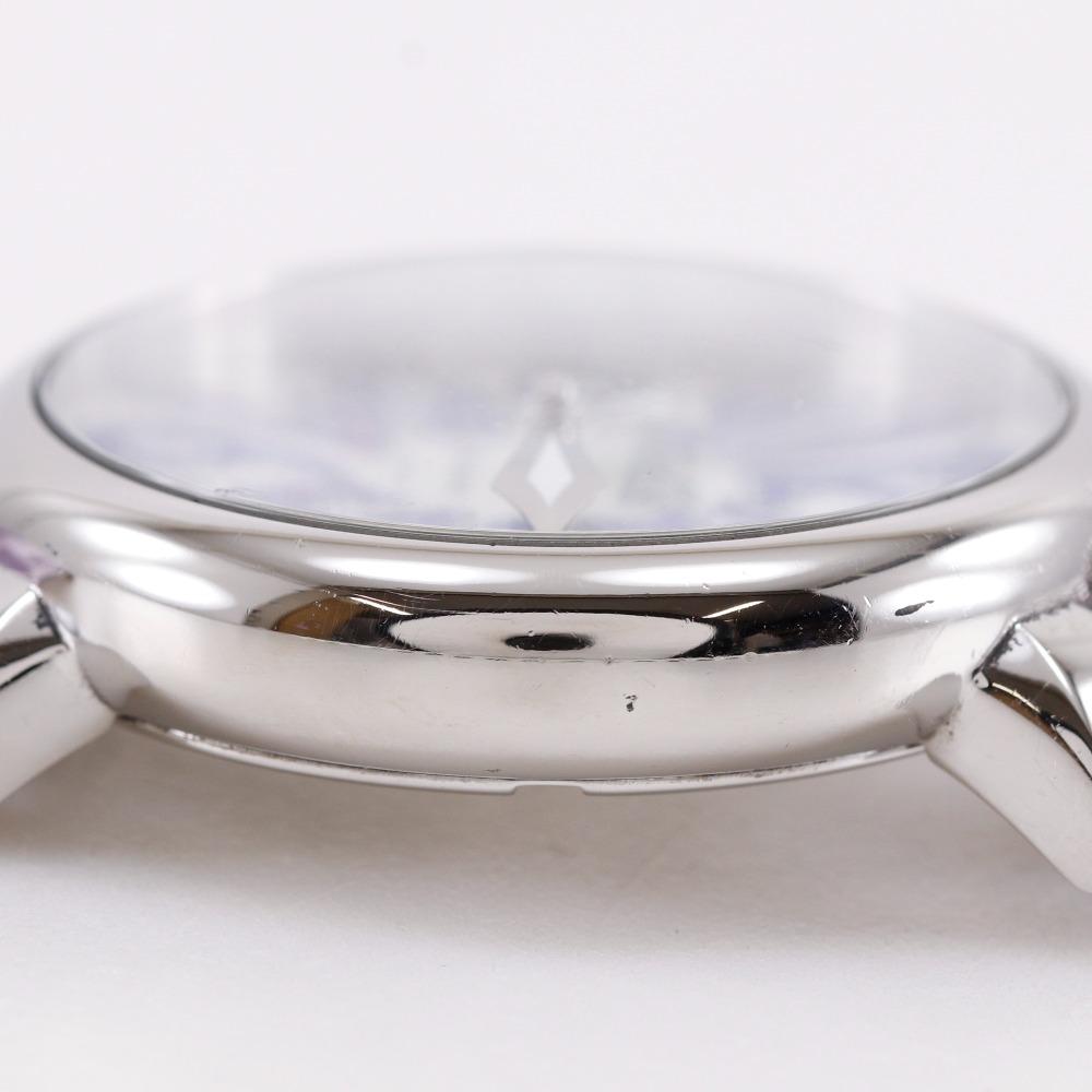 Gaga Milano Manure 40 Watches Silver/purple White shellDial Stainless Steel/Embossed Leather Quartz Analog display mens Used