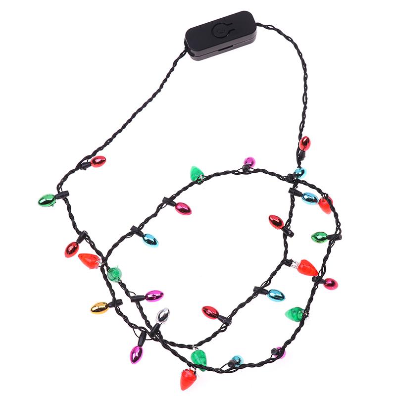 Light Glowing Led Necklace Flashing Light-Up Blinking Christmas Lights Costume Necklace 8 Led Bulbs Glow Props Party Supply