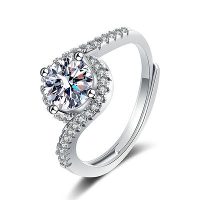 925 Sterling Vier Krallen Zirkon Runde Finger Ring Für Frauen Hochzeit Party Erklärung Engagement Schmuck Jz310