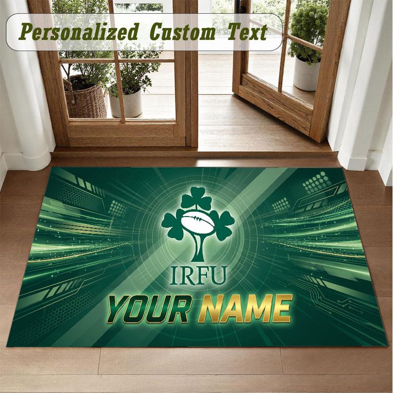 Crystal Velvet Square Rug Custom NameIreland Rugby Pattern Non Slip Home Floor Decor Rug