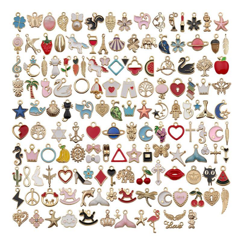 Alloy KC Gold DIY Jewelry Accessories: Earrings, Bracelets, Necklaces, Pendants, Charms - 110 Pcs/bag