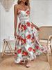 European and American summer fashion French sexy suspender print dress