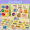 Educational Wooden Puzzle Board Featuring Numbers Letters And Animals For Toddlers