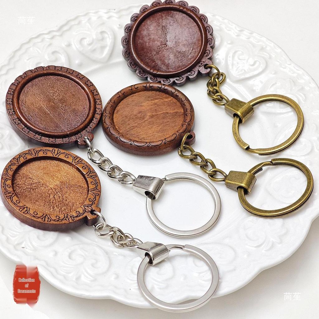 DIY Wooden Lace Base Keyring with Embroidery Kit & Snap Button