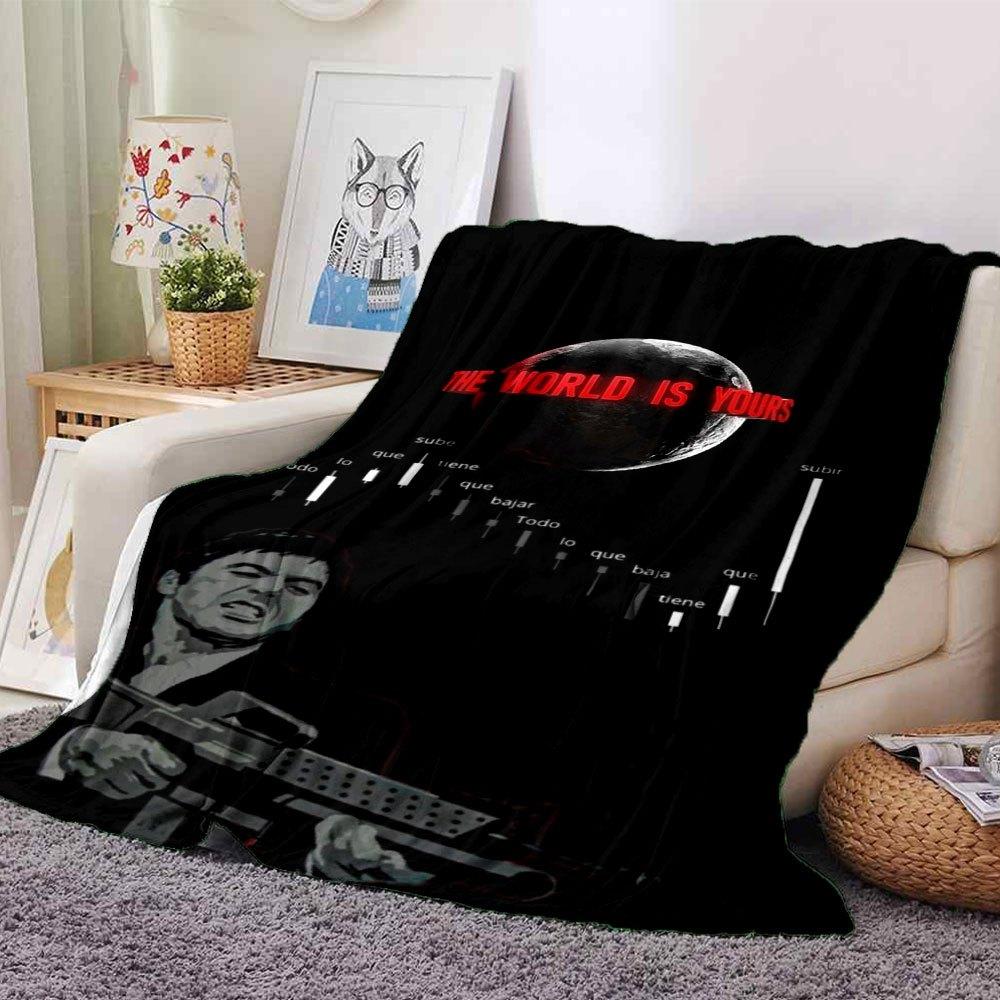 

1pc Scarface-Inspired Flannel Blanket - Soft Cozy All-Season Throw for Bedroom, Sofa, Camping, Travel - Perfect Gift for Movie FansB74 80cmx120cm(31inx47in)