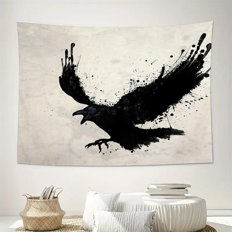 Arazzo Corvo Gotico da Appendere a Parete Arte Foresta Oscura Decorazione Casa Arazzo Uccello Mistico Estetica Grunge Vintage Decorazione Stanza